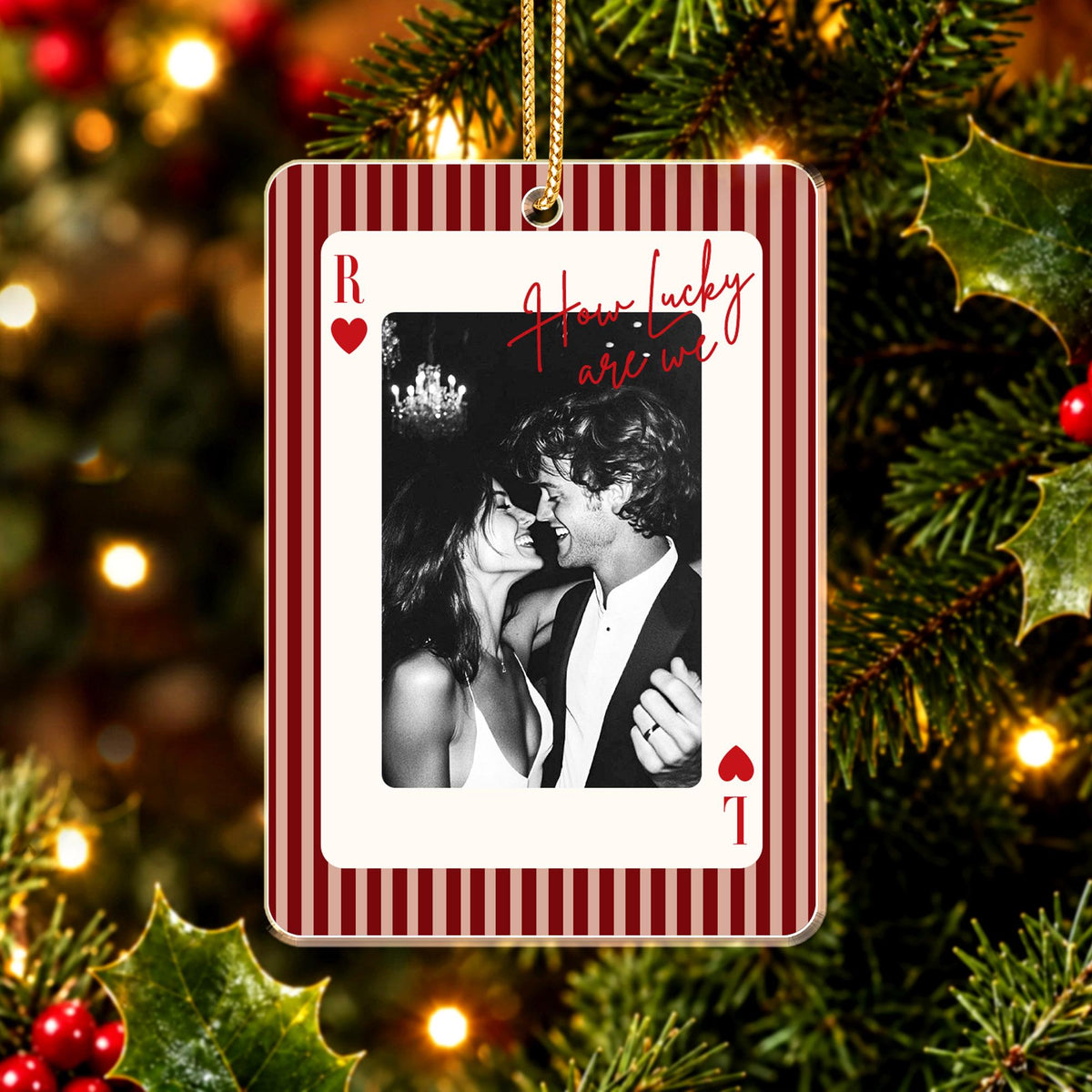 Personalized How Lucky Are We Photo Playing Card Ornament – Anniversary Gift image 6