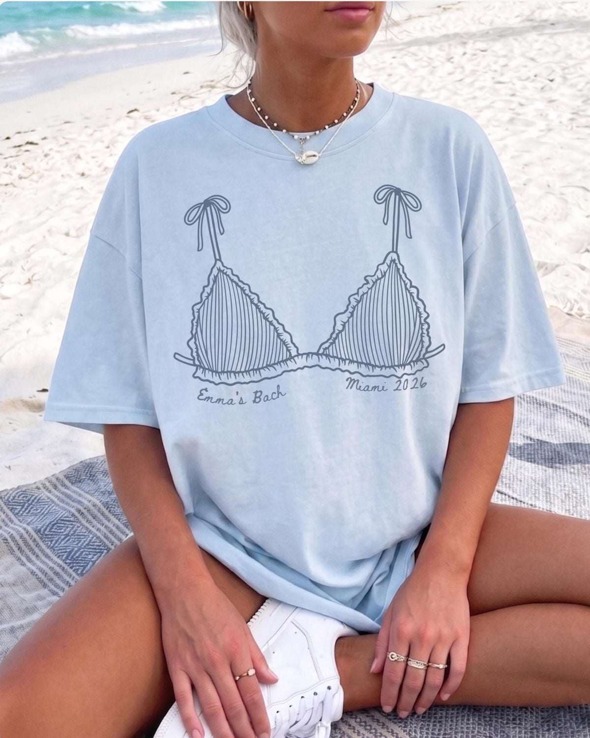 Personalized Bikini Bach Beach Bachelorette Comfort Colors Tee mockup 6
