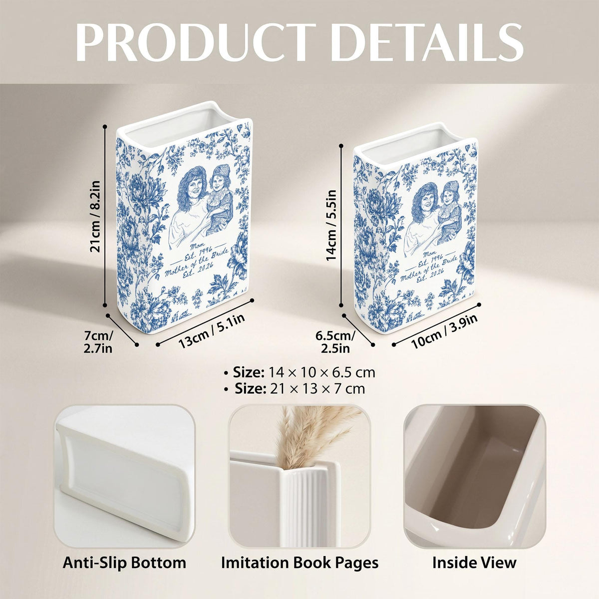 Personalized mother of the bride ceramic book vase image 6