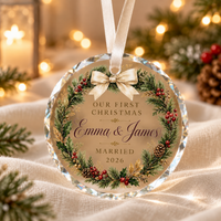 First Christmas Married Ornament 2026, Personalized Newlywed Wedding Gift, Custom Couple Keepsake