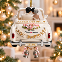 Personalized Just Married Car Ornament – First Christmas As Mr & Mrs