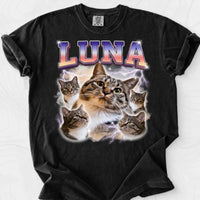 Personalized Cat Photo & Name Bootleg Rap Comfort Colors Tee mockup 5