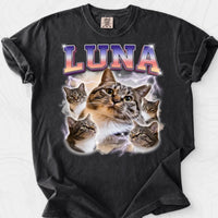 Personalized Cat Photo & Name Bootleg Rap Comfort Colors Tee mockup 6