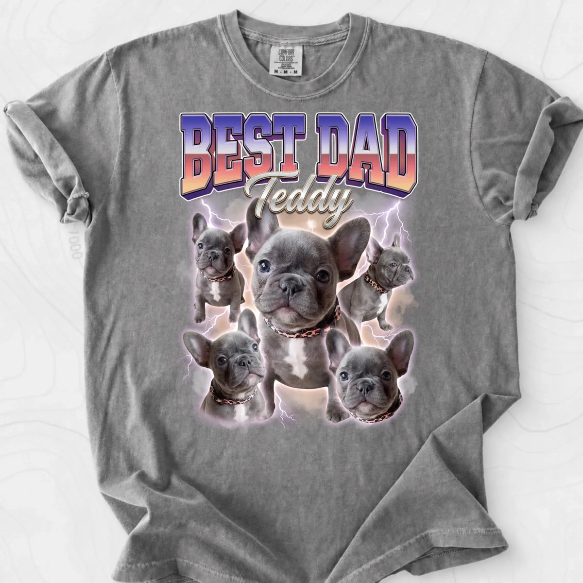 Personalized Best Dad Dog Photo & Name Comfort Colors Tee mockup 4
