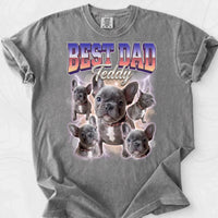 Personalized Best Dad Dog Photo & Name Comfort Colors Tee mockup 4