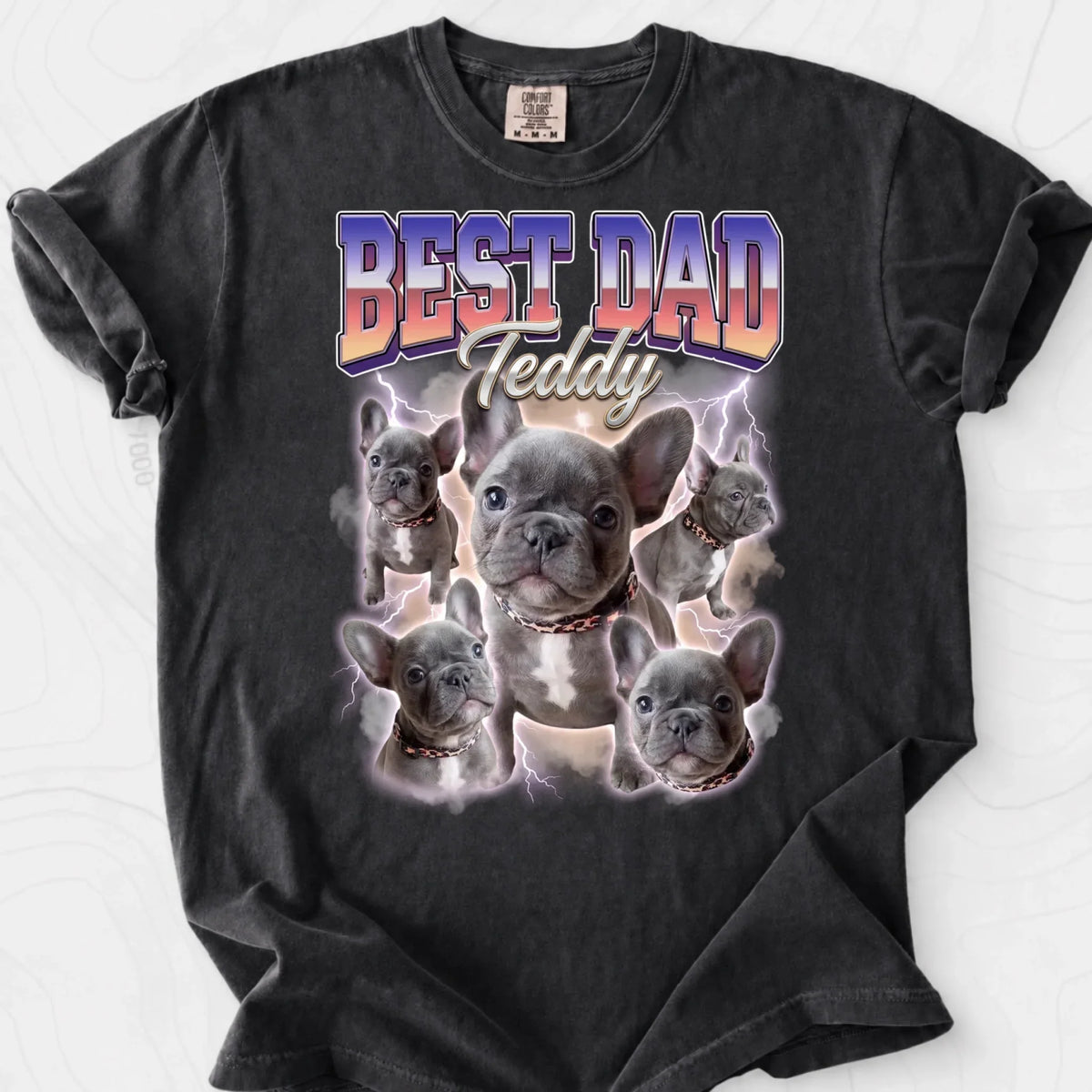 Personalized Best Dad Dog Photo & Name Comfort Colors Tee mockup 5