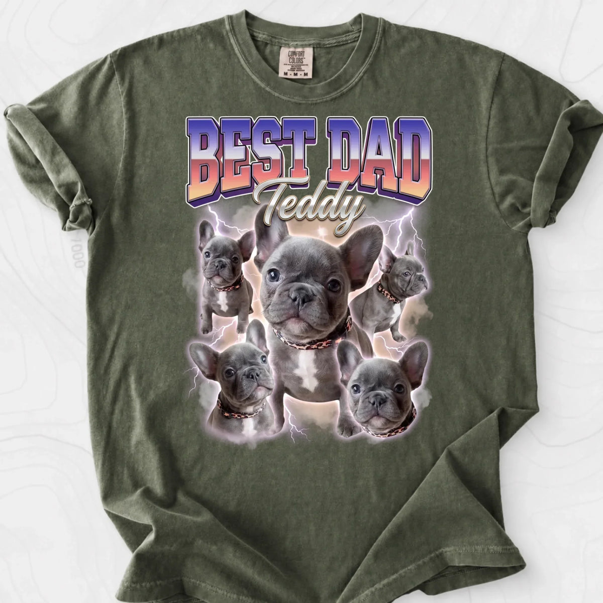Personalized Best Dad Dog Photo & Name Comfort Colors Tee mockup 6