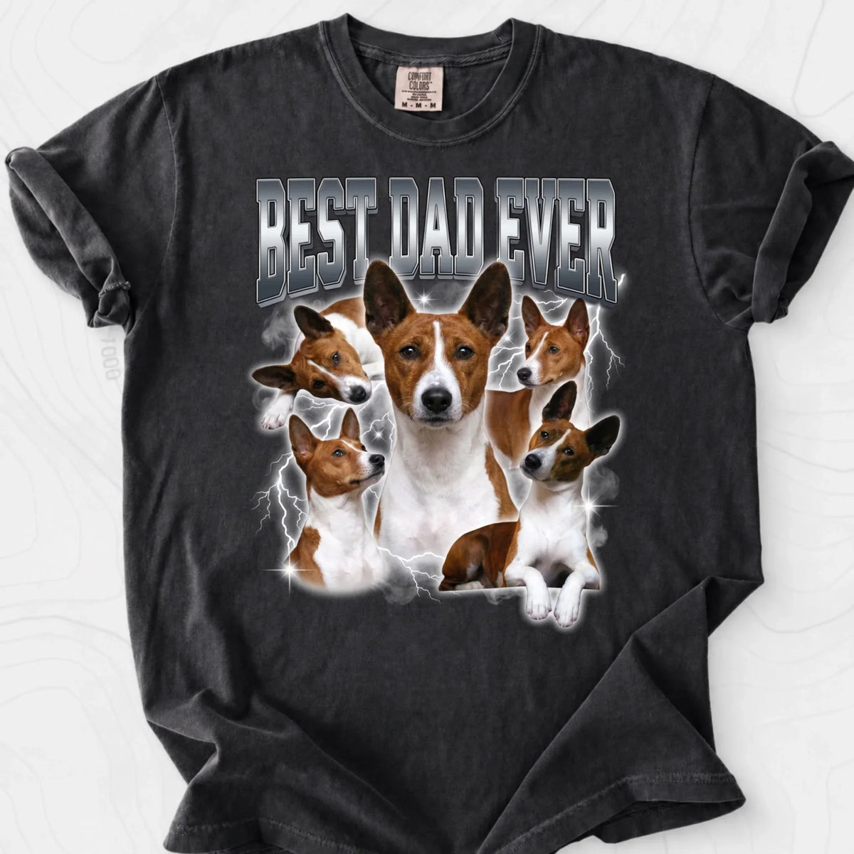 Personalized Best Dad Ever Dog Photo Bootleg Comfort Colors Tee mockup 4