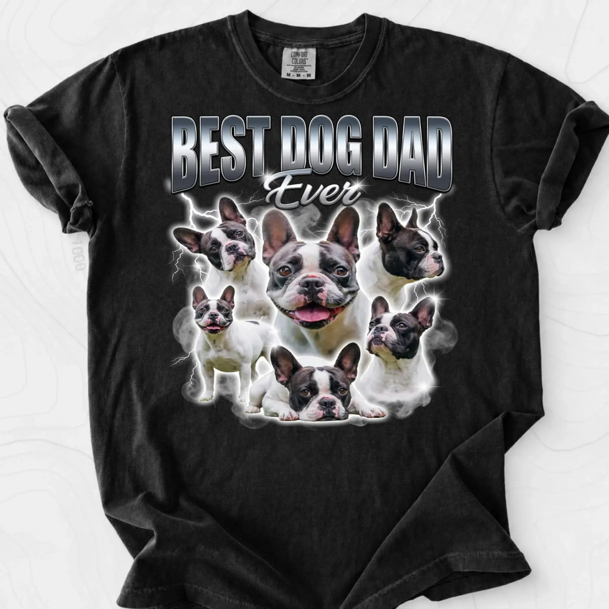 Personalized Best Dog Dad Ever Photo Comfort Colors Tee mockup 3