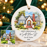 Custom House Photo Ornament – First Christmas in New Home