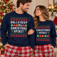 Balls Deep In Christmas Spirit Couple Shirts – Matching Christmas Gift