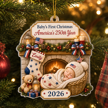 Custom Baby’s First Christmas Ornament 2026, America 250th Anniversary Newborn Gift & Family Keepsake
