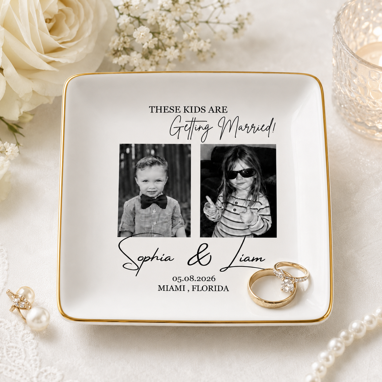Personalized Photo These Kids Are Getting Married Wedding Jewelry Dish - Gift for Bride, Bridesmaid, Custom Bachelorette Trip, Bridal Shower Gift