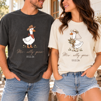 Personalized Mr. & Mrs. Silly Goose Couple Comfort Colors Tee mockup 3