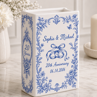 Personalized Love Story Vase & Jewelry Dish, Custom Wedding Anniversary Gift, Romantic Couple Keepsake Set