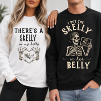 Skelly in My Belly Pregnancy Sweatshirt & Hoodie – Matching Couple Set