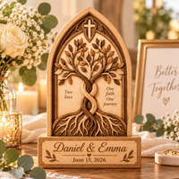 Personalized Christian Wedding Wooden Block, Cord of Three Strands Couple Gift, Ecclesiastes 4:12 Marriage Keepsake, Custom Names & Date