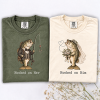 Hooked on Her & Him Fish Couple Shirts – Wedding & Anniversary Gift