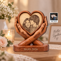Personalized Photo Couple Wooden Block, Custom Names & Date Keepsake, Wedding Anniversary Engagement Gift for Couples