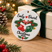 Personalized Couple Stockings Ceramic Ornament – Christmas Gift For Couples