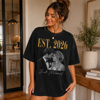 Personalized Photo Shirt for Wedding & Honeymoon, Custom Just Married Tee, Wedding Photo T-Shirt, Newlywed Couple Gift