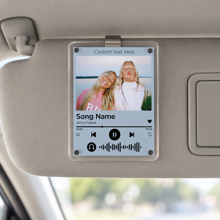 Custom Song & Photo Car Visor Clip, Valentines Day Gift For Him, Drive Safe Photo Couples Visor Clip, Boyfriend Husband Gifts, Music Display