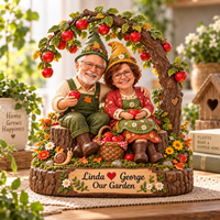 Personalized Our Garden Gnome Couple Wooden Block – Anniversary Gift