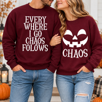 Matching Halloween Couple Sweatshirts, Funny Chaos Couples Costume, Halloween Outfit