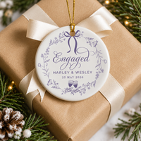 Personalized Engagement Ornament, Custom Couple Names and Date, Newly Engaged Christmas Gift for Couples