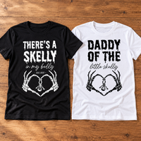 Skelly in My Belly & Daddy of the Little Skelly Couple Shirts – Pregnancy Reveal