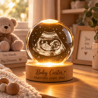 Personalized Ultrasound Gift Crystal Ball Night Light, Custom Sonogram Keepsake, Baby Announcement Decor, Baby Arrival Gift