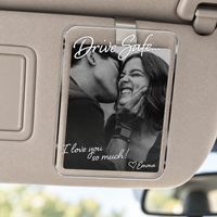 Custom Photo Car Visor Clip Gift for Him, Drive Safe Gift, Custom Couple Photo Keepsake Gift, Valentine’s Gift for Boyfriend or Husband