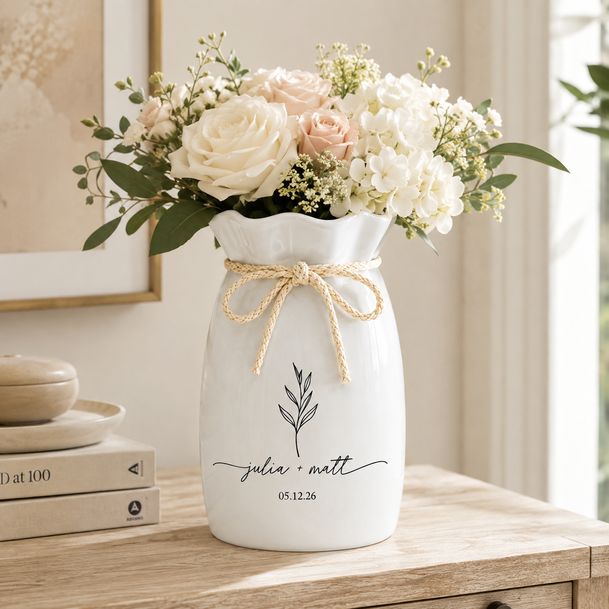 Custom Ceramic Wedding Vase, Engagement Gift for Couples, Anniversary Keepsake