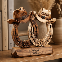 Custom Western Couple Wood Decor, Personalized Cowboy Hat Horseshoe Sign, Rustic Engagement Centerpiece, Bride And Groom Gift