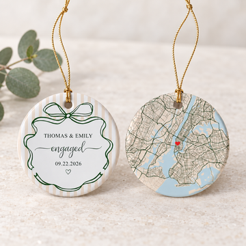 Personalized Map Location Ornament, Custom Wedding Engagement Location Ornament, Couple Christmas Gift, Newlywed Gift, Engagement Gift