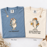 Funny Fish Pregnancy Couple Shirts for Expecting Parents, Matching Mom Dad Tees, Pregnancy Announcement Gift