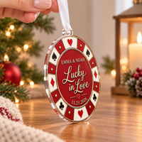 Custom Couple Wedding Anniversary Ornament,Photo Poker Chip Ornament,First Christmas Keepsake,Engagement Gift,Wedding Decor,Xmas Tree Decor