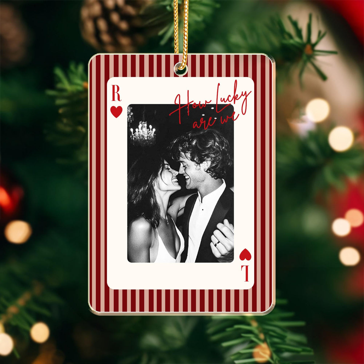 Personalized How Lucky Are We Photo Playing Card Ornament – Anniversary Gift image 7