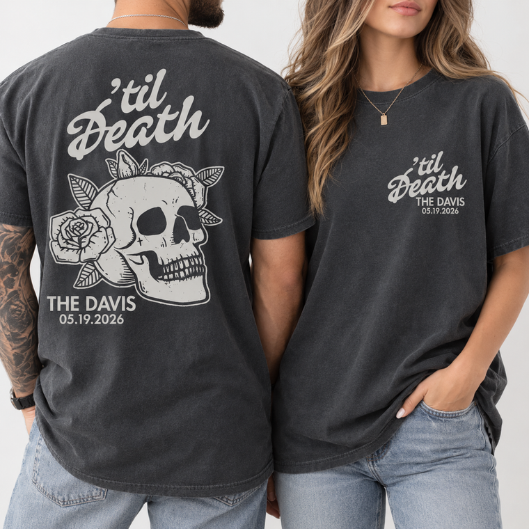 Personalized Til Death Skeleton Bride Shirt – Wedding Date Newlywed Tee