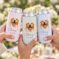 Personalized Pet Can Cooler, Custom Dog or Cat Wedding Favor, Bachelorette Party Drink Sleeve