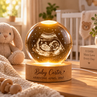 Personalized Ultrasound Gift Crystal Ball Night Light, Custom Sonogram Keepsake, Baby Announcement Decor, Baby Arrival Gift