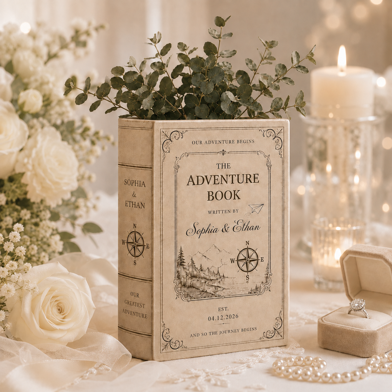 Personalized Love Story Book Vase, Custom Wedding Gift for Couple, Bridal Shower Gift