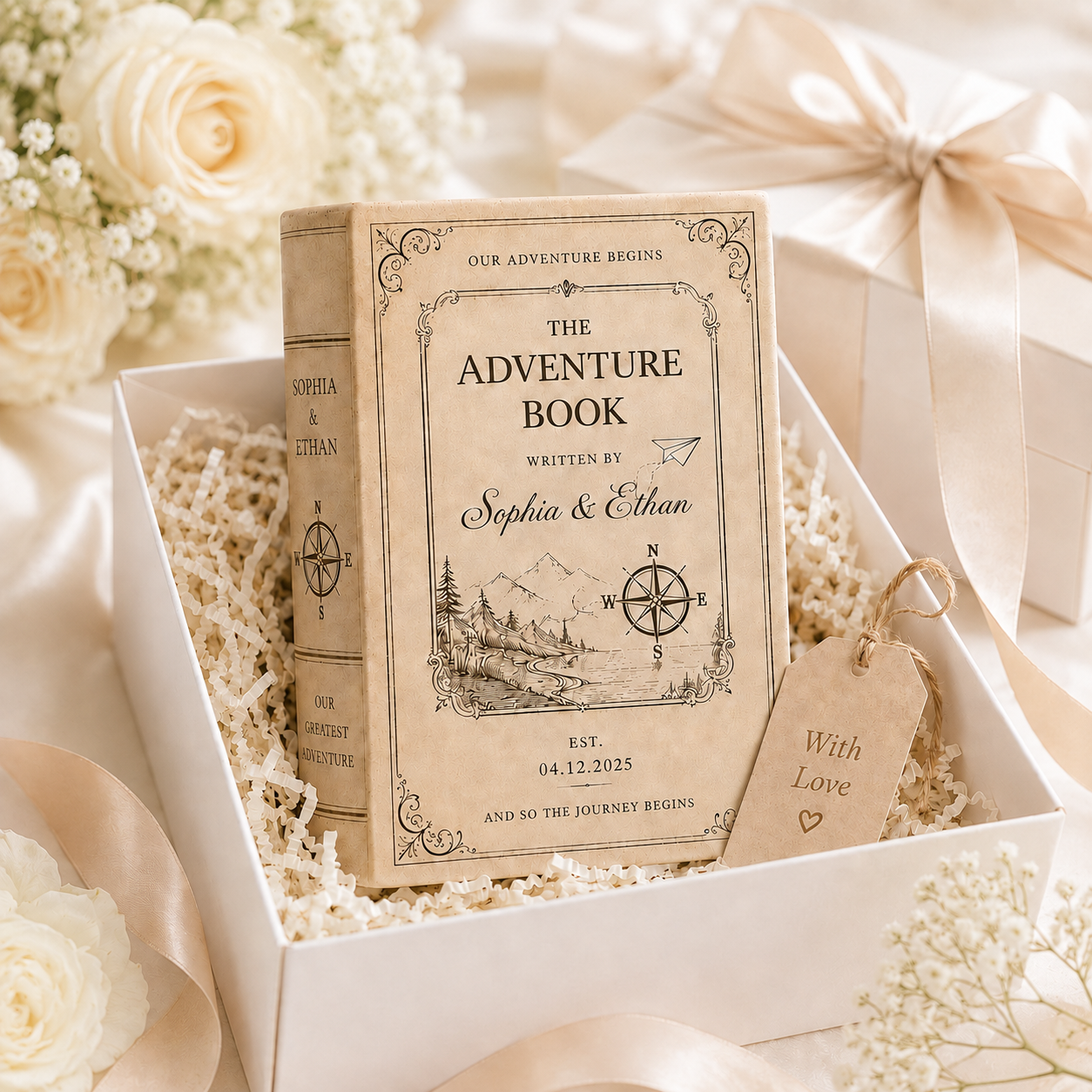 Personalized Love Story Book Vase, Custom Wedding Gift for Couple, Bridal Shower Gift