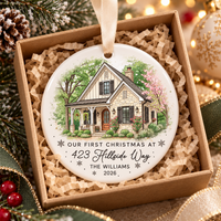 Personalized New Home Ornament – First Christmas House Portrait