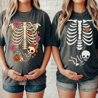 Skeleton Halloween Maternity Shirt, Funny Pregnancy Announcement Tee, Spooky New Mom-to-Be Baby Reveal Shirt
