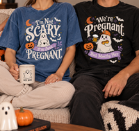 Funny Halloween Pregnancy Couple Shirts for Expecting Parents, Matching Ghost Mom Dad Tees, Spooky Baby Announcement Gift