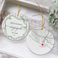 Personalized Engagement Ornament for Newly Engaged Couple, Custom Map Location Ornament, Engagement Date Keepsake, Christmas Gift for Couple