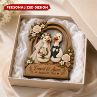 Personalized Goose Wedding Wooden Plaque - Gift for Couple, Custom Wedding, Wedding Anniversary Gift