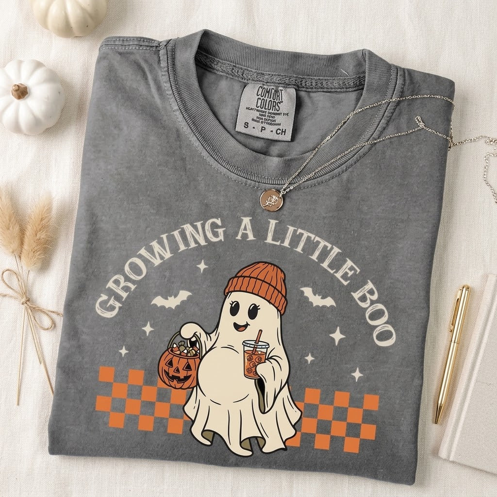 Growing a Little Boo Pregnancy Comfort Colors Tee