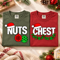 Nuts & Chest Christmas Couple Shirts – Funny Matching Holiday Gift